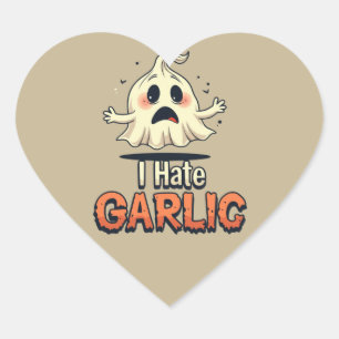 Pegatina En Forma De Corazón Odio al fantasma del ajo - Funny Halloween Gárlic