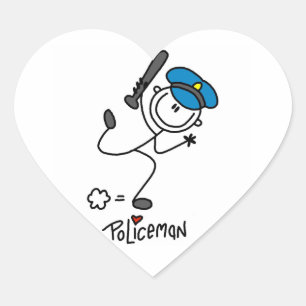 Pegatina En Forma De Corazón Oficial de policía básico de palitos