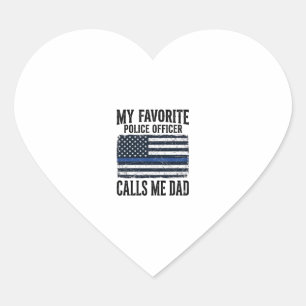 Pegatina En Forma De Corazón Oficial de policía papá delgada línea azul vintage
