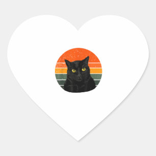 Pegatina En Forma De Corazón Ojos amarillos de gato negro vintage