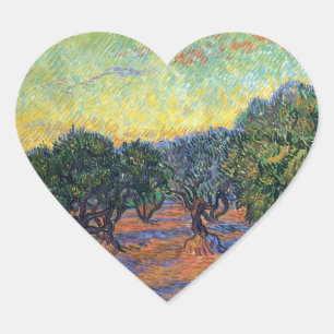 Pegatina En Forma De Corazón Olivar de Vincent Van Gogh Impresionismo Arte