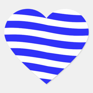 Pegatina En Forma De Corazón Ondas azules y blancas
