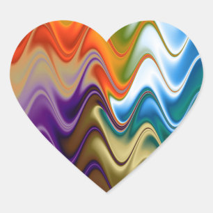 Pegatina En Forma De Corazón Ondulado Multicolor Abstracto