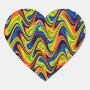 Pegatina En Forma De Corazón Ondulado Multicolor Abstracto