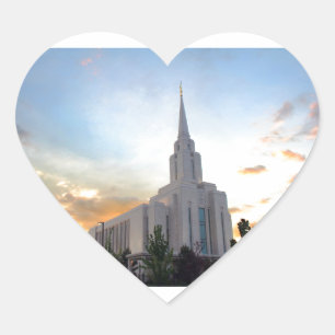 Pegatina En Forma De Corazón Oquirrh Mountain LDS Utah Temple sunset