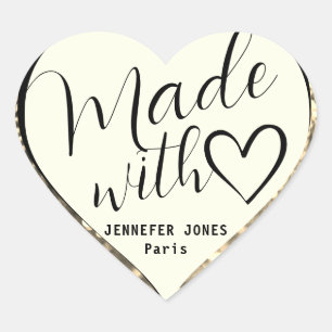 Pegatina En Forma De Corazón Orbs Purpurina dorado hecho con amor glamour