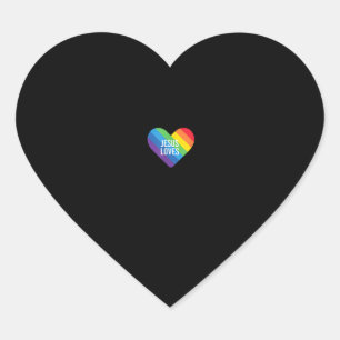 Pegatina En Forma De Corazón Orgullo arcoiris Gay Cristiano LGBTQ+ Jesús ama T-