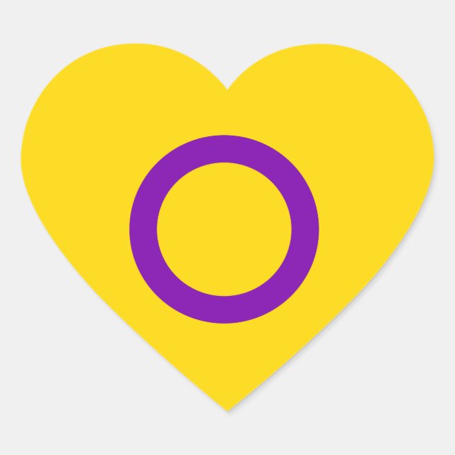 PEGATINA EN FORMA DE CORAZÓN ORGULLO INTERSEXUAL (Anverso)