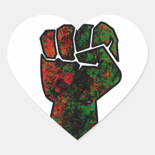 Pegatina En Forma De Corazón orgullo negro bandera panafricana roja verde puño