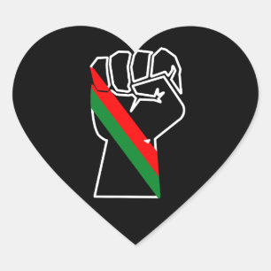 Pegatina En Forma De Corazón orgullo negro puño rojo verde panafricana unidad d