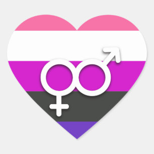 PEGATINA EN FORMA DE CORAZÓN ORGULLO Y SÍMBOLO GENDERFLUID