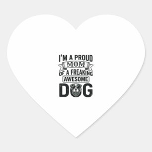 Pegatina En Forma De Corazón Orgullosa Mamá Perro Diseño Vectorial de Grabado V