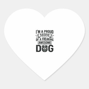Pegatina En Forma De Corazón Orgullosa Mamá Perro Diseño Vectorial de Grabado V