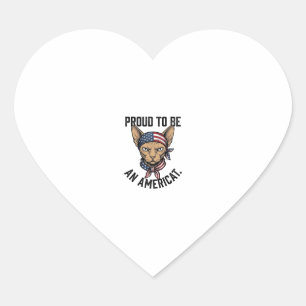 Pegatina En Forma De Corazón Orgulloso De Ser Una Camiseta De Gato Patriota Ame