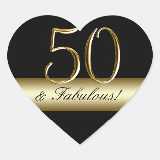 Pegatina En Forma De Corazón Oro Metálico Negro 50 cumpleaños