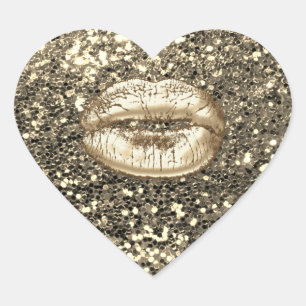 Pegatina En Forma De Corazón Oro purpurina Gracias Lips De Beso Metálicos