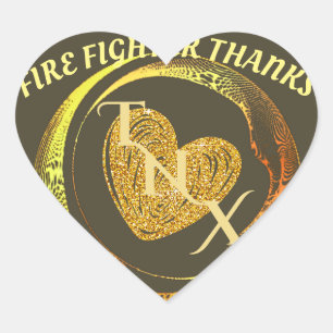 Pegatina En Forma De Corazón Oro y Negro Clásico Moderno Tendencioso Bombero