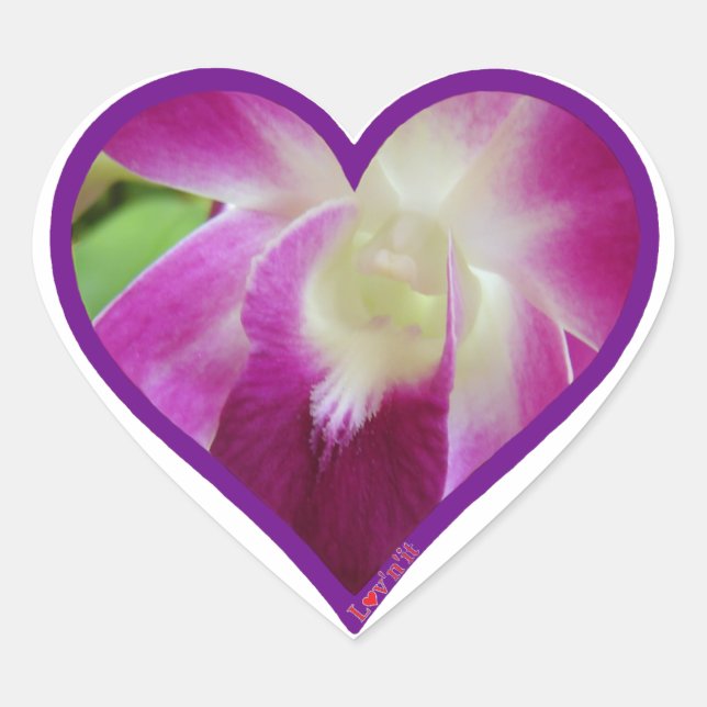 Pegatina En Forma De Corazón orquídea rosa (Anverso)