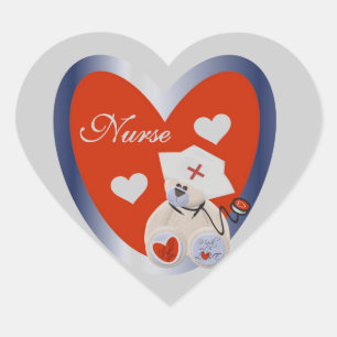 Pegatina En Forma De Corazón Oso de enfermera con camisetas y regalos para el c