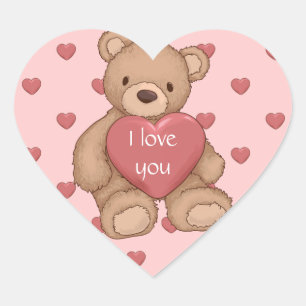 Pegatina En Forma De Corazón oso de peluche dulce