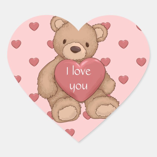 Pegatina En Forma De Corazón oso de peluche dulce (Anverso)
