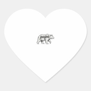 Pegatina En Forma De Corazón Oso Papá Grabado Vintage Diseño Vectorial_1