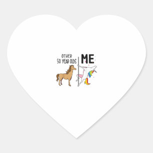 Pegatina En Forma De Corazón Otro regalo de cumpleaños de 50 años de unicornio