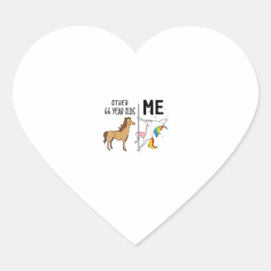 Pegatina En Forma De Corazón Otro regalo de cumpleaños de 66 años de unicornio
