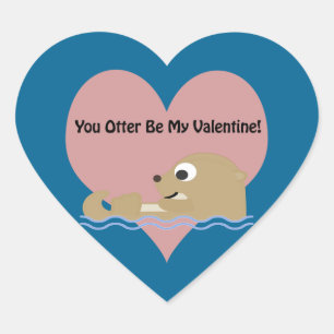 Pegatina En Forma De Corazón Otter Be My Valentine