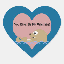 Pegatina En Forma De Corazón Otter Be My Valentine
