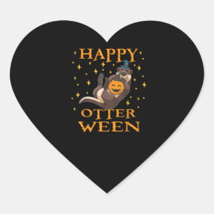 Pegatina En Forma De Corazón Otter Gift   Feliz Halloween de Otter Cute Sea