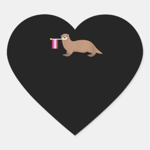 Pegatina En Forma De Corazón Otter Lovers Otter Lesbian Flag Cutting Rainbow