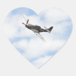 Pegatina En Forma De Corazón P51 Mustang en vuelo