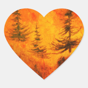 Pegatina En Forma De Corazón Paisaje rústico y Pegatina de la naturaleza