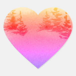 Pegatina En Forma De Corazón Paisaje rústico y Pegatina de la naturaleza