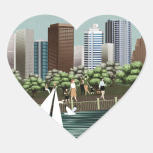 Pegatina En Forma De Corazón Paisaje urbano