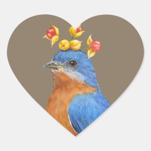 Pegatina En Forma De Corazón pajarito azul con pegatinas agridulces