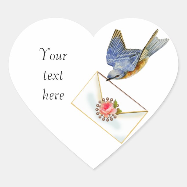Pegatina En Forma De Corazón Pájaro azul de la felicidad (Anverso)