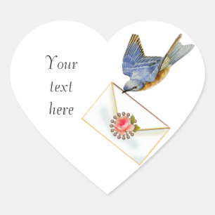 Pegatina En Forma De Corazón Pájaro azul de la felicidad
