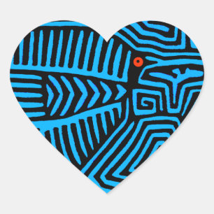 Pegatina En Forma De Corazón Pájaro Azul Kuna Indio