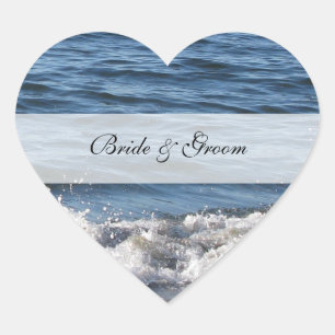 Pegatina En Forma De Corazón Palabras de bodas del tema Heart Beach