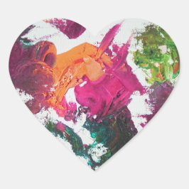 Pegatina En Forma De Corazón Paleta de pintura al óleo en el Pegatina del coraz
