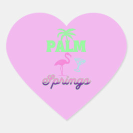 Pegatina En Forma De Corazón palm springs bachelorette party retro pink