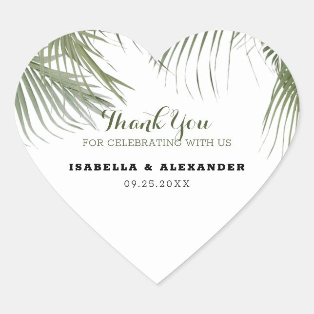 Pegatina En Forma De Corazón Palmeras exóticas (Anverso)