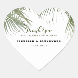 Pegatina En Forma De Corazón Palmeras exóticas