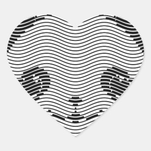 Pegatina En Forma De Corazón Panda Bear Face On Wave Pattern