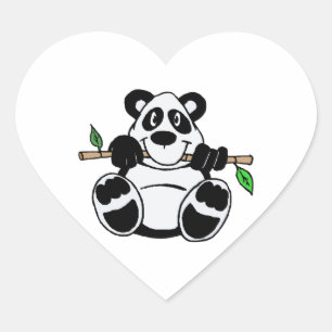 Pegatina En Forma De Corazón Panda del dibujo animado