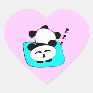 Pegatina En Forma De Corazón Panda durmiente