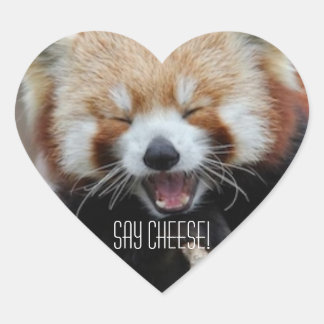 Pegatina En Forma De Corazón Panda Rojo - ¡Di Queso!