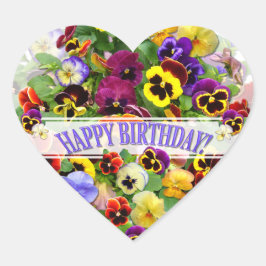 PEGATINA EN FORMA DE CORAZÓN PANSY BEAUTY CUMPLEAÑOS GREETING HEART